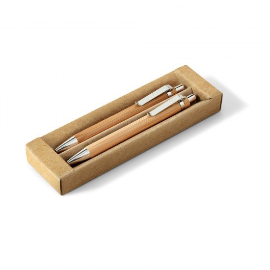 Conjunto Caneta e Lapiseira Bambu Promocional com Logo