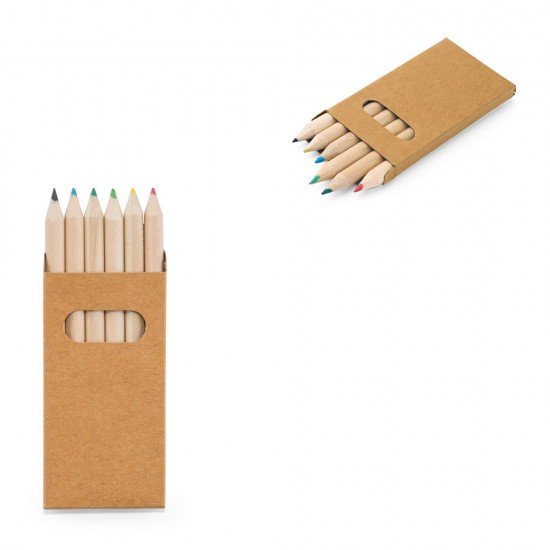 Caixa de Cart&atilde;o com 6 mini L&aacute;pis de Cor Personalizado 