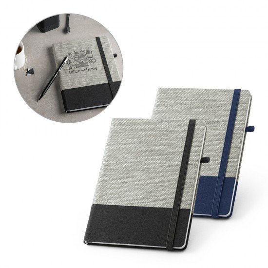 Caderno 14x21cm em palha e algod&atilde;o Personalizado