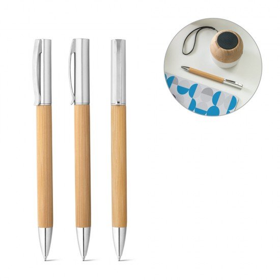 Caneta Esferogr&aacute;fica em bambu Personalizada