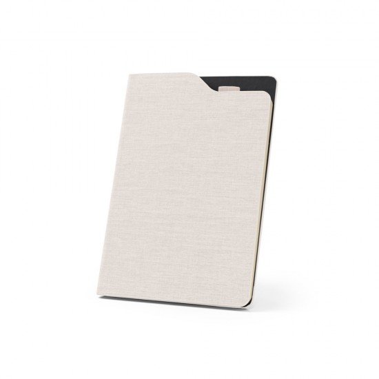 Caderno 14x21cm em tecido poli&eacute;ster 100% reciclado Promocional