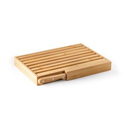 T&aacute;bua para P&atilde;o em Bambu com Faca em A&ccedil;o Inox Personalizada
