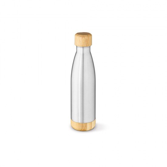 Garrafa em a&ccedil;o inox com tampa em bambu 550 mL Personalizada