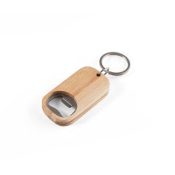 Chaveiro Abridor de garrafas em a&ccedil;o inox e bambu Personalizado