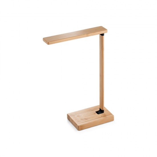 Lumin&aacute;ria de Mesa em bambu com carregador wireless Personalizado
