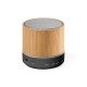 Caixa de som port&aacute;til com microfone, em bambu Personalizada