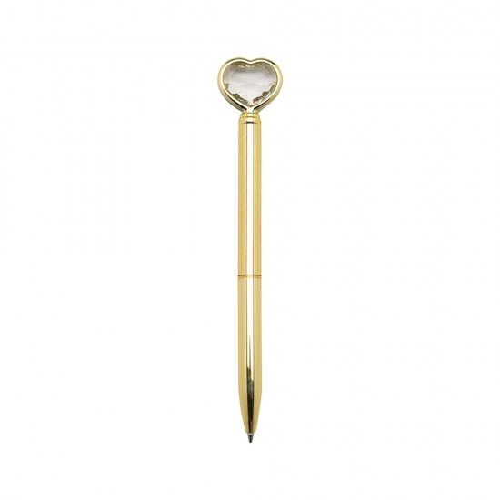 Caneta Metal Cora&ccedil;&atilde;o Diamante Personalizada