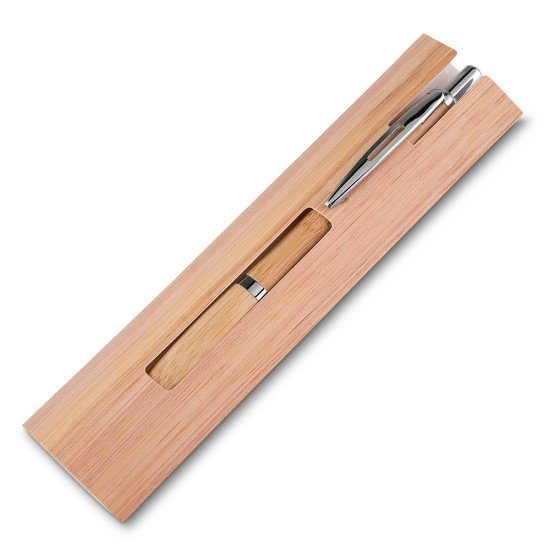 Caneta Ecol&oacute;gica de Bambu com Estojo Personalizada com Logo