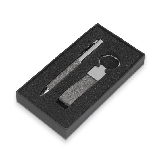 Kit Caneta e Chaveiro rPET Personalizada