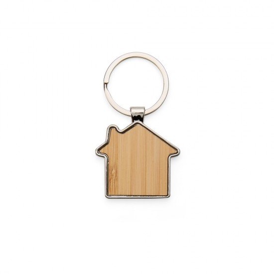 Chaveiro Metal no Formato de Casa em Bambu Personalizado